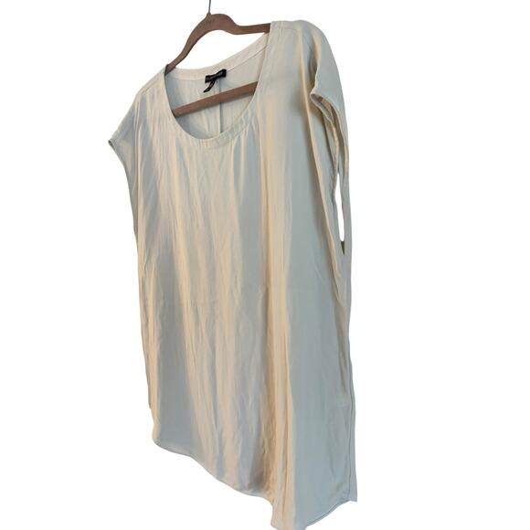 Eileen Fisher 100% Silk T Shirt Cap Sleeve Crewneck Size Medium Beige - Picture 3 of 6